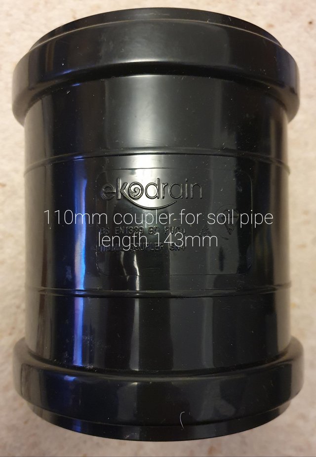 Image 3 of 110mm (4") soil pipe coupler in black colour