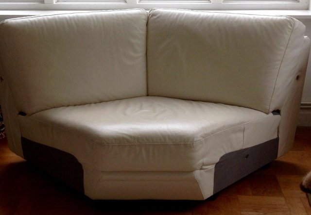 Image 2 of Natuzzi "Italsofa" L-Shape Sofa White Leather, 2parts from 3