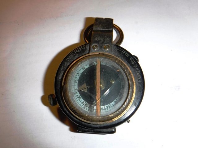 Preview of the first image of F. Barker WWI Hand Bearing Sighting compass No.225 date 1910.
