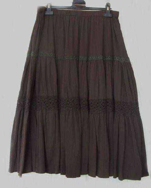 Preview of the first image of Ladies Long Brown Gypsy Style Skirt - Size 14     B24.