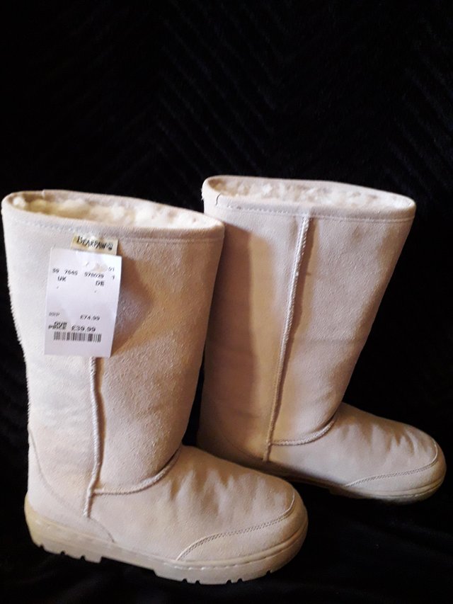 Image 2 of Ladies beige swede long boot, very cosy.