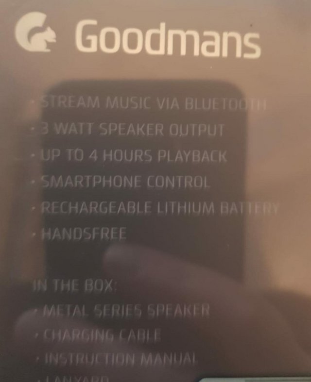 Image 2 of Goodmans Bluetooth speaker - new