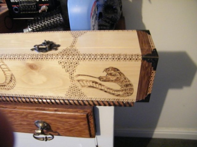 Image 2 of HAND CARVED SNAKE WALKING STICK WITH WOOD CASE