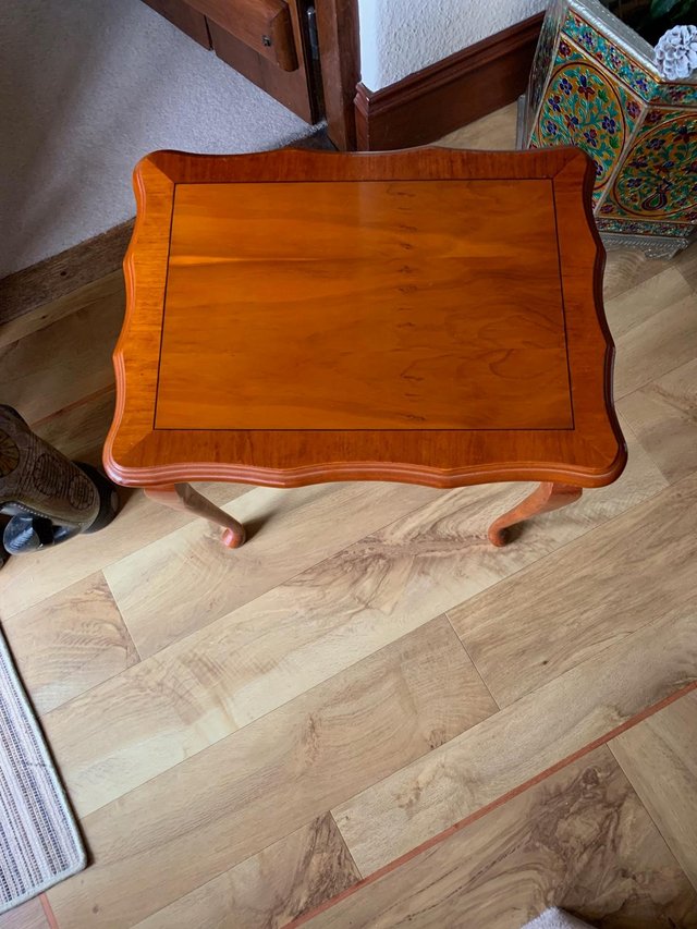 Preview of the first image of Elegant Yew Side table with drawer.