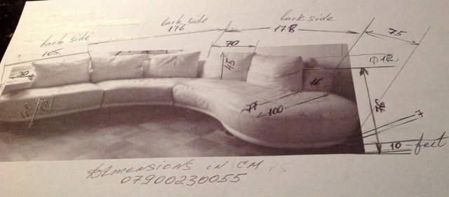 Image 2 of LEATHER corner /curved SOFA FROM SOFOLOGY rrp £2960