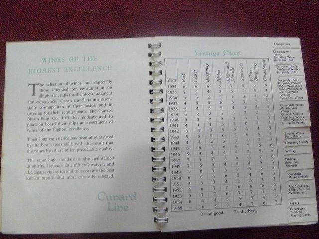 Image 2 of Cunard Line Wine List - Late 50's