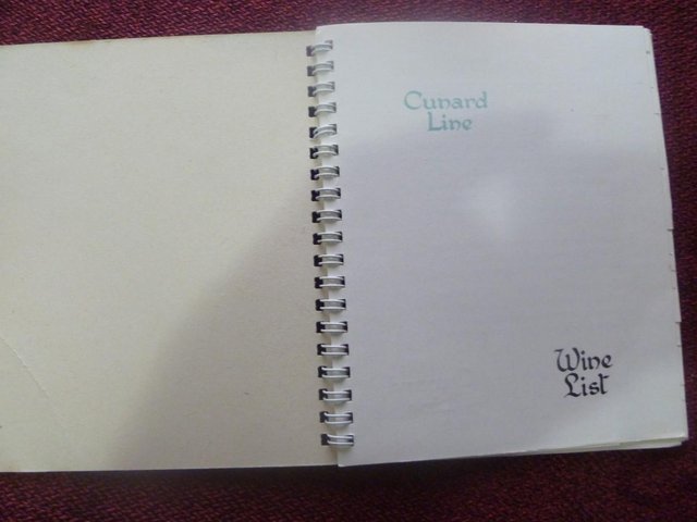 Preview of the first image of Cunard Line Wine List - Late 50's.