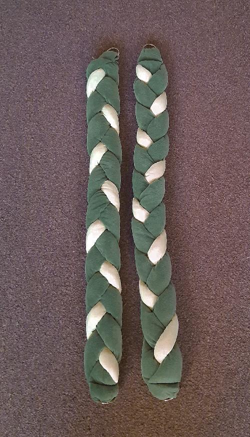 Preview of the first image of Lovely Green/Cream Plaited Tie Backs   BX2.