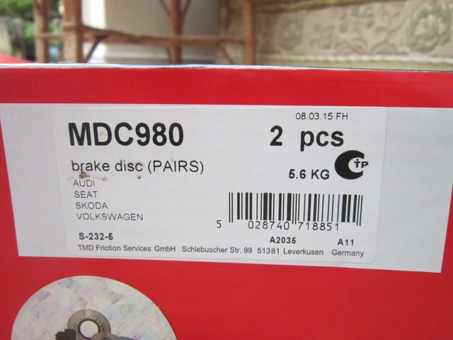 Preview of the first image of Mintex brake discs MDC980 New in Box REAR BRAKE DISCS.