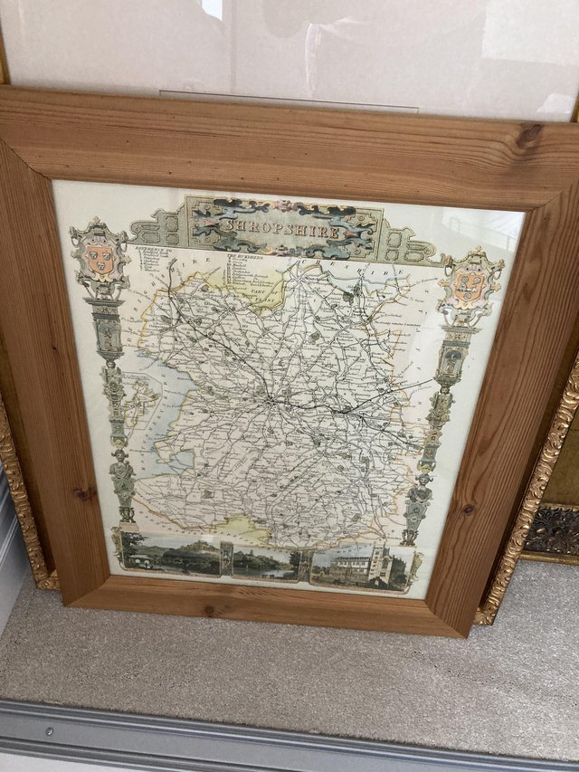 Preview of the first image of Large wooden framed map of Shropshire.
