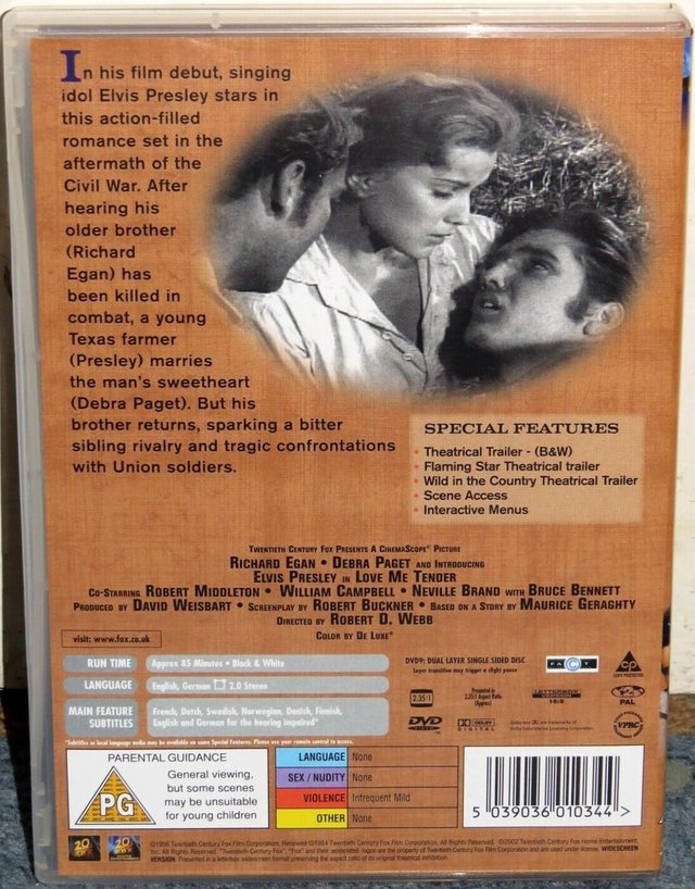 Image 2 of ELVIS PRESLEY LOVE ME TENDER DVD