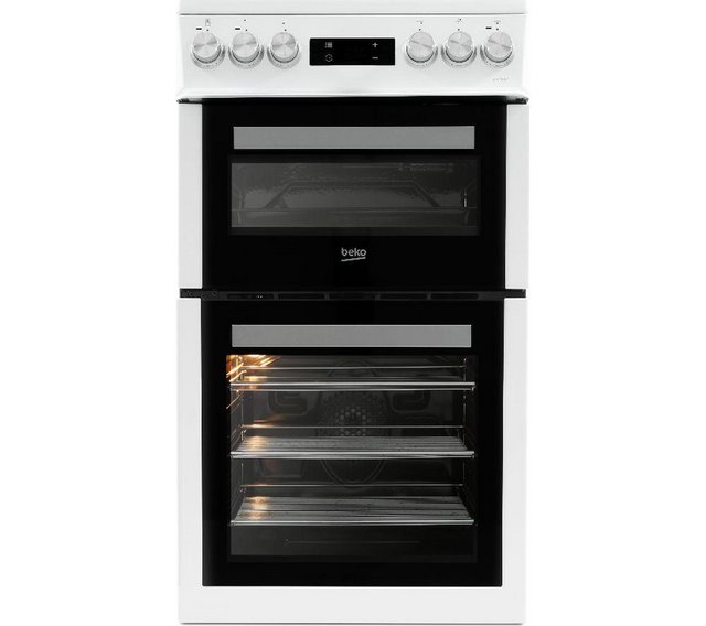 Preview of the first image of BEKO PRO 50CM WHITE ELECTRIC CERAMIC COOKER-DOUBLE OVEN.