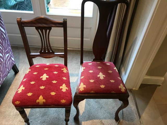 Preview of the first image of Two Upright Padded Seat Chairs for Sale.