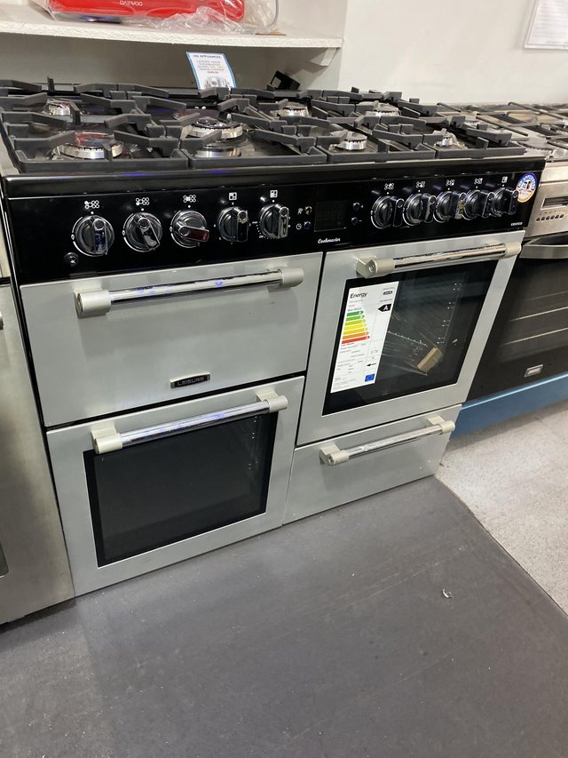 Preview of the first image of LEISURE COOKMASTER 100CM SILVER  DUAL FUEL COOKER -WOW (HD).