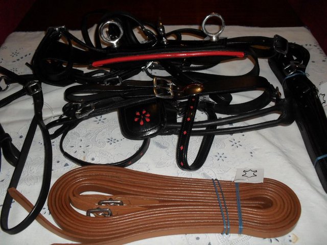 Preview of the first image of NEW COMPLETE SET OF MINI SHETLAND LEATHER DRIVING HARNESS...
