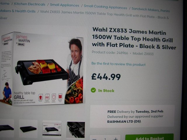 Image 2 of WAHL  ZX833  JAMES MARTIN TABLE TOP GRILL