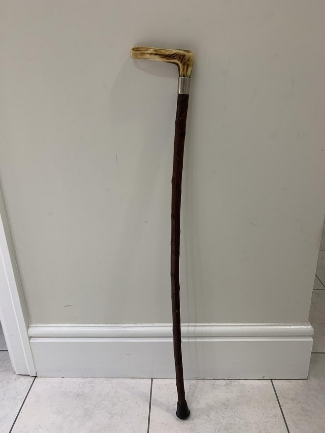 Image 2 of Vintage horn handle & silver walking stick