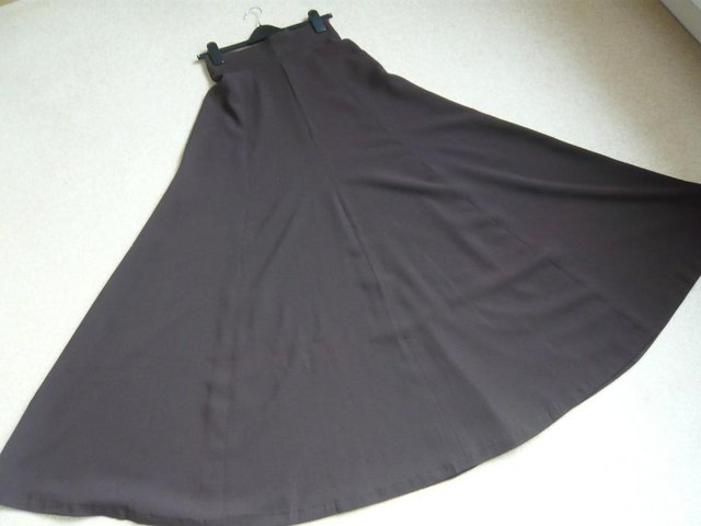 Image 2 of Skirt: vintage, long, dark brown, crepe - early 1970's