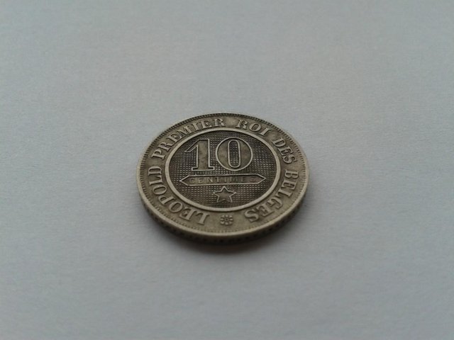 Image 2 of 1864 Belgium 10 Centimes Coin KM# 22 (EF)