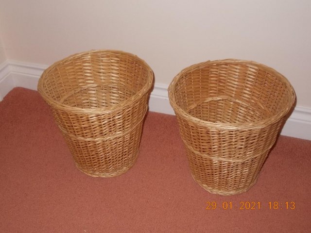 Preview of the first image of 2 Wicker Waste or Storage Baskets - New and unused.