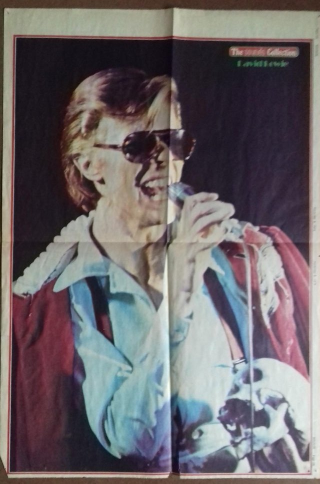 Preview of the first image of 1974 David Bowie rare original Sounds magazine poster..