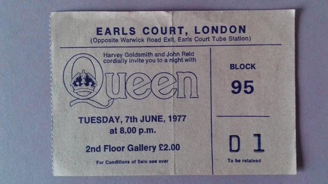 Preview of the first image of 1977 Queen, Earls Court UK, ticket stub..