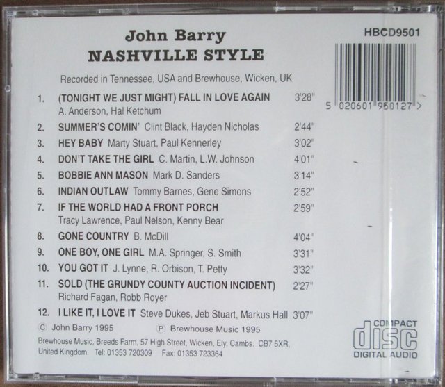 Image 2 of John Barry - Nashville Style (Incl P&P)
