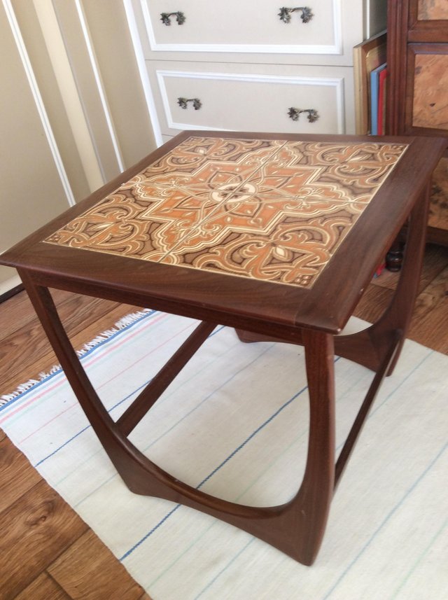 Preview of the first image of GPlan tiled top coffee table from 70s.