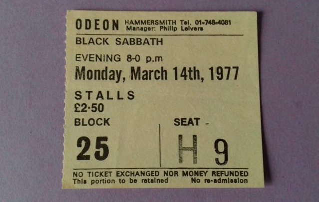 Preview of the first image of BLACK SABBATH 1976-77 TECHNICAL ECSTASY TOUR TICKET STUB..