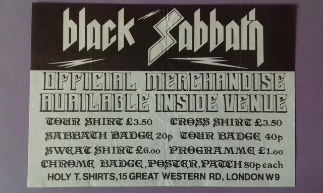 Preview of the first image of 1980 BLACK SABBATH OFFICIAL MERCHANDISE PRICE LIST FLYER..