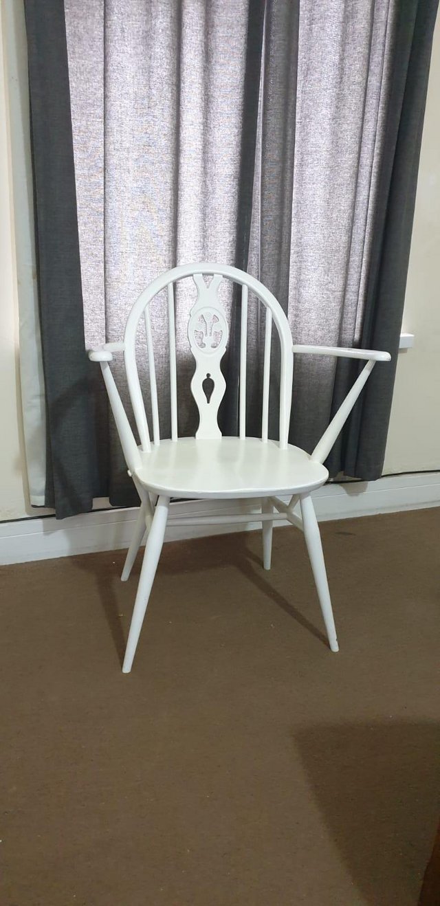 Preview of the first image of Ercol armchair white painted 1960's.
