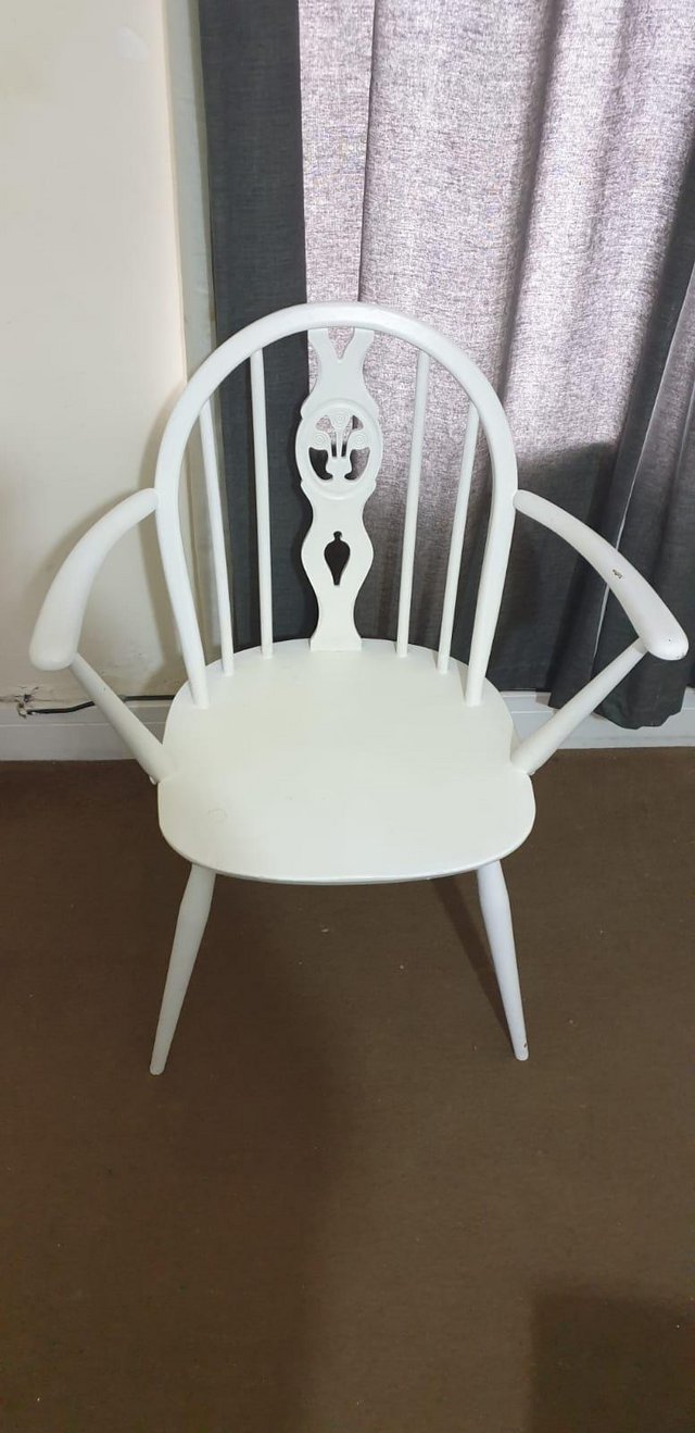 Image 2 of Ercol armchair white painted 1960's
