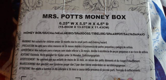 Image 2 of Disney Mrs Potts Money Box