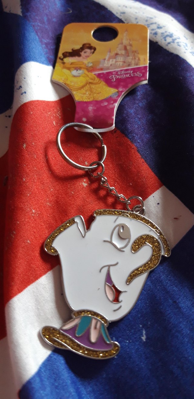 Preview of the first image of X2 Disney Fluffy Chip & Mrs Potts Keyring & Chip Keyring £5.