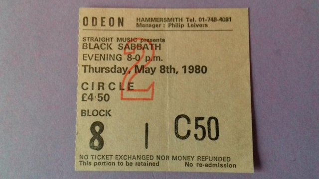 Image 3 of BLACK SABBATH 1980  'Heaven + Hell'  Tour ticket  stubs.