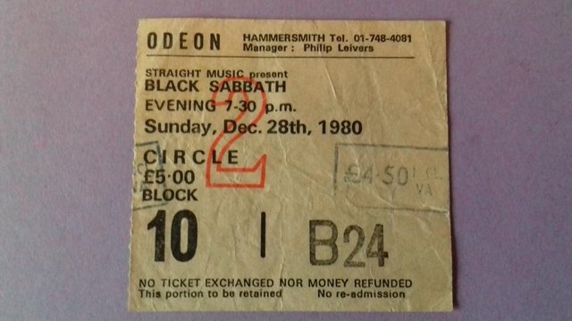 Preview of the first image of BLACK SABBATH  1980  'Heaven + Hell'  Tour ticket  stub..