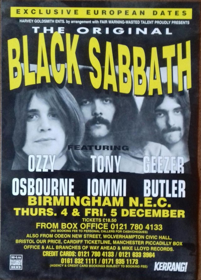 Preview of the first image of Black Sabbath Handbill 1997 - NEC Arena Birmingham UK..