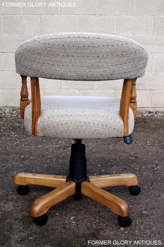 Image 4 of OLD CHARM UPHOLSTERED OFFICE WRITING DESK SWIVEL ARMCHAIR