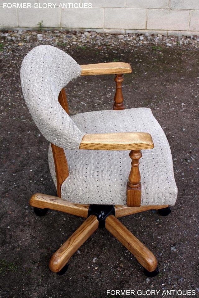 Image 14 of OLD CHARM UPHOLSTERED OFFICE WRITING DESK SWIVEL ARMCHAIR