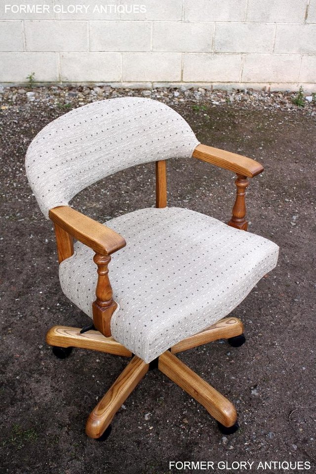 Image 28 of OLD CHARM UPHOLSTERED OFFICE WRITING DESK SWIVEL ARMCHAIR