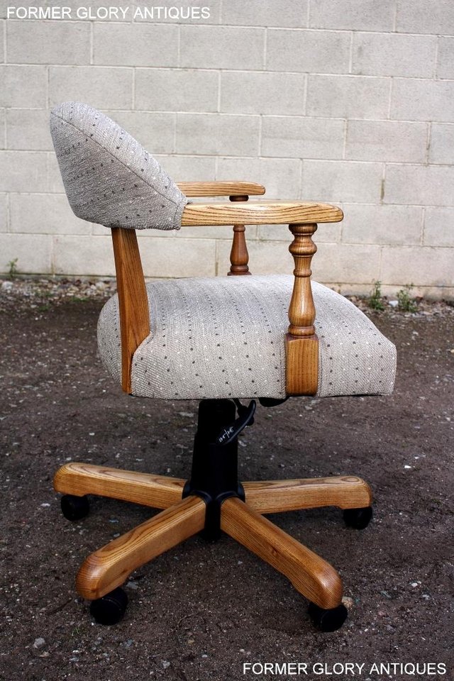 Image 29 of OLD CHARM UPHOLSTERED OFFICE WRITING DESK SWIVEL ARMCHAIR
