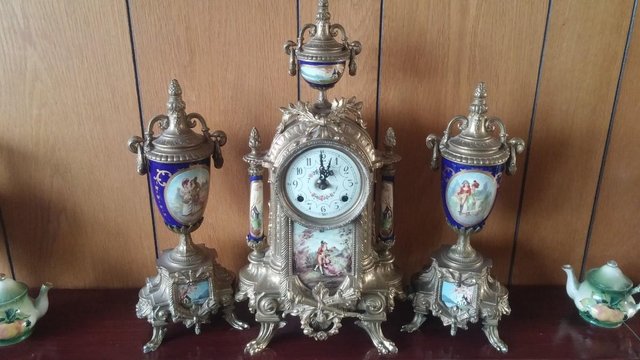 Preview of the first image of old garniture clock for sale.