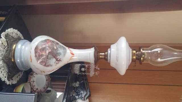 Preview of the first image of old glass oil lamp.