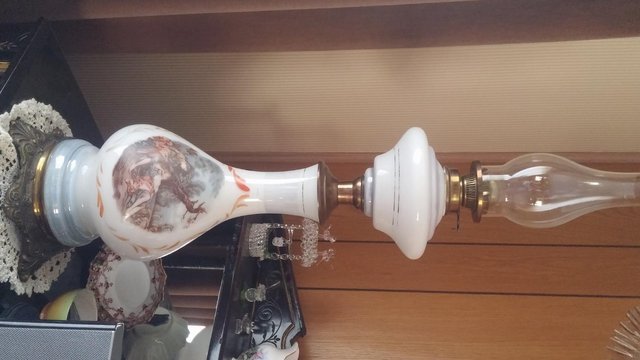 Image 2 of old glass oil lamp