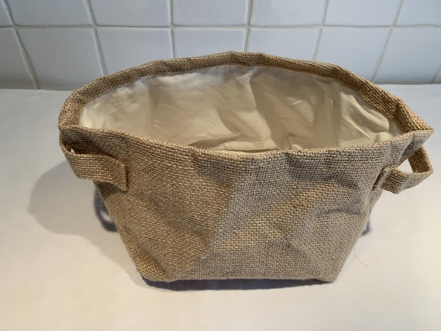 Preview of the first image of Unused natural linen foldable bread basket.