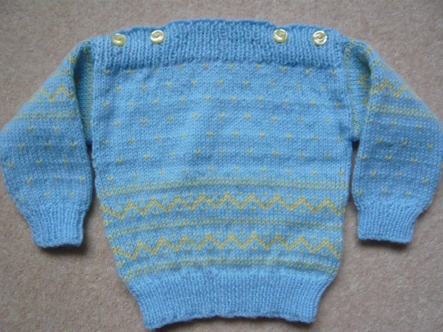 Preview of the first image of Jumper - baby boy, brand new, hand knitted, fair isle.