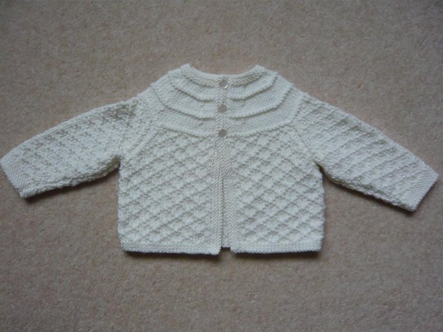 Preview of the first image of Matinee coat - baby boy, brand new, hand knitted.