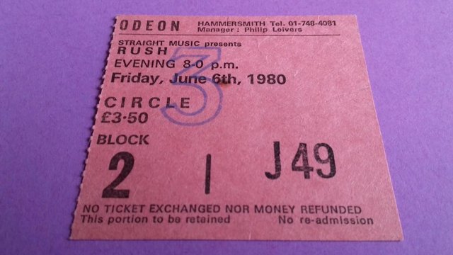 Preview of the first image of 1980 Rush Original ‘Permanent Waves’ Tour ticket stub..