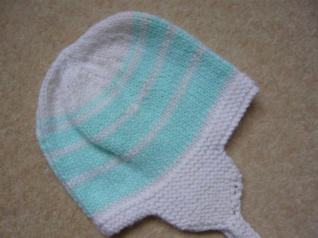 Preview of the first image of Helmet - baby boy, brand new, hand knitted.