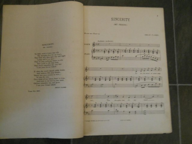 Image 2 of Vintage Sheet Music Sincerity Words and Music by Emilie Clar